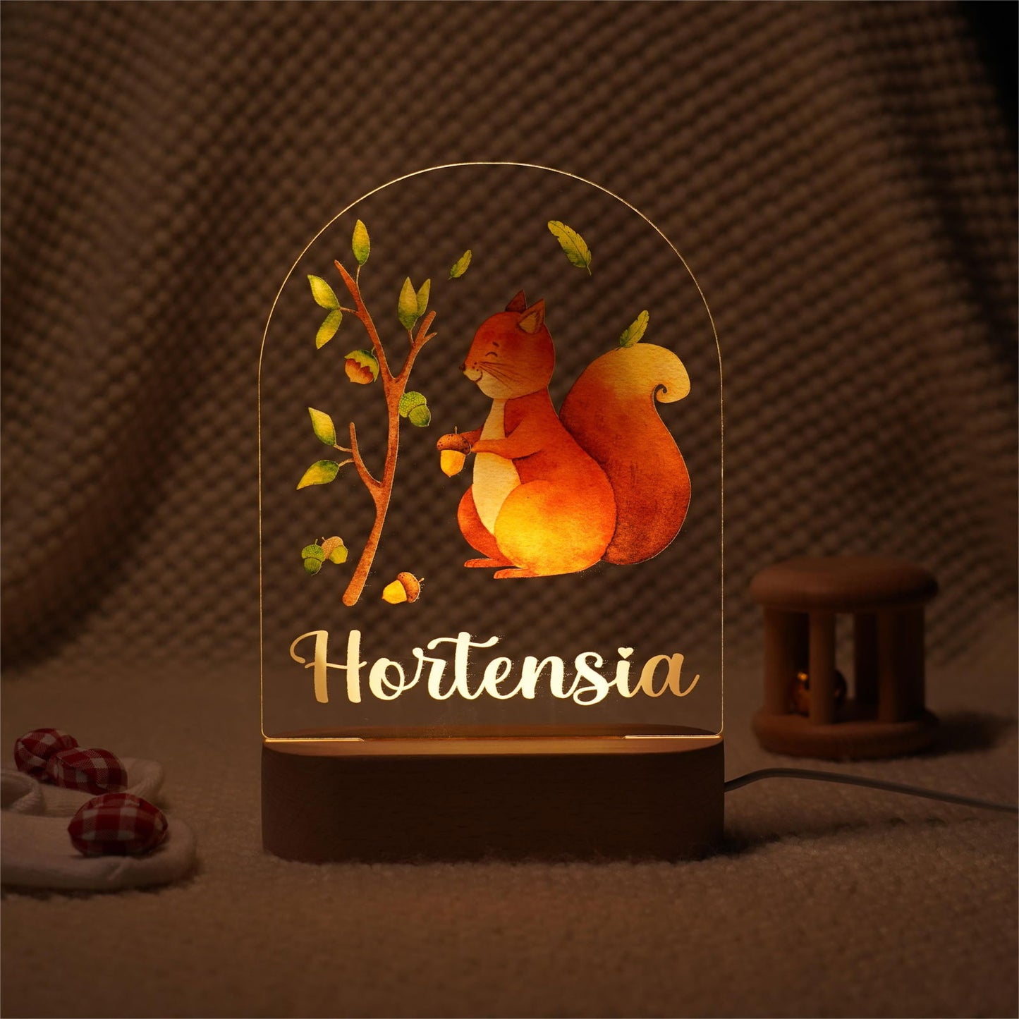 Lampe Personnalisée Bébé - Écureuil - lit-de-bebe