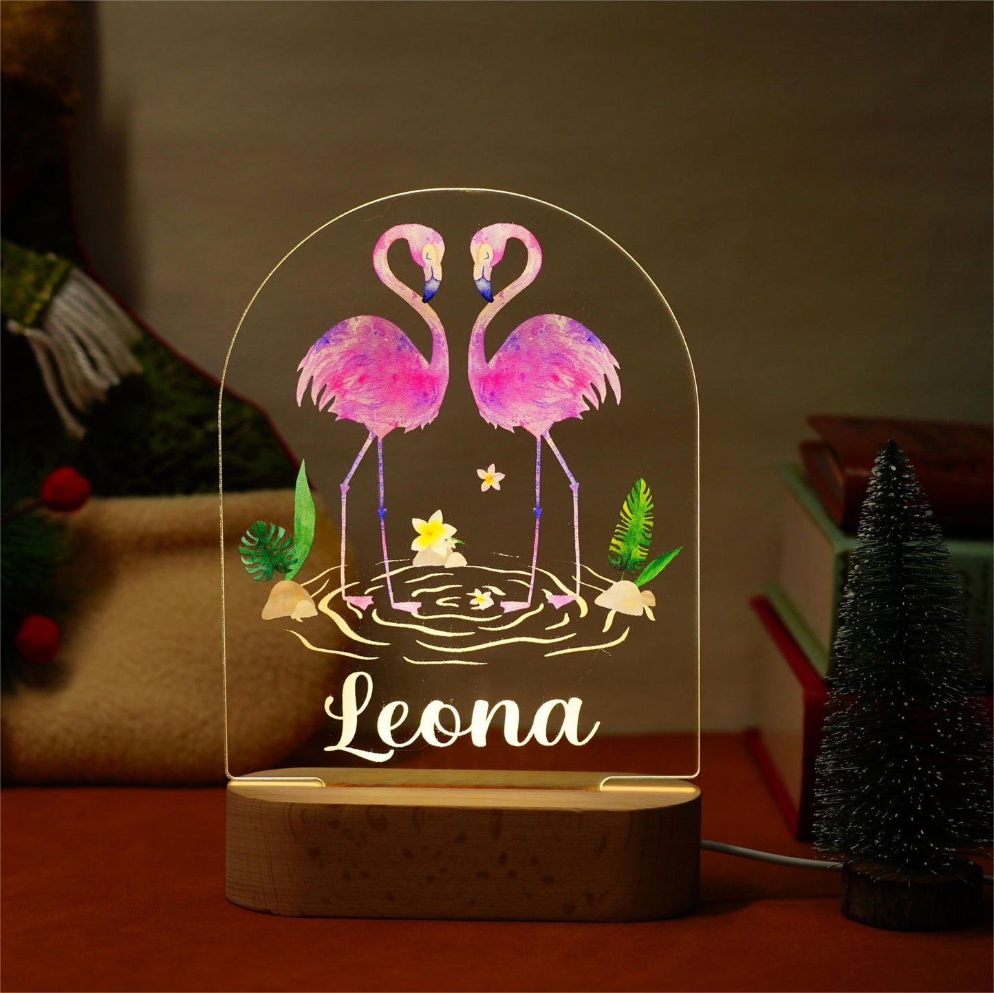 Lampe Personnalisée Bébé - Flamant Rose - lit-de-bebe