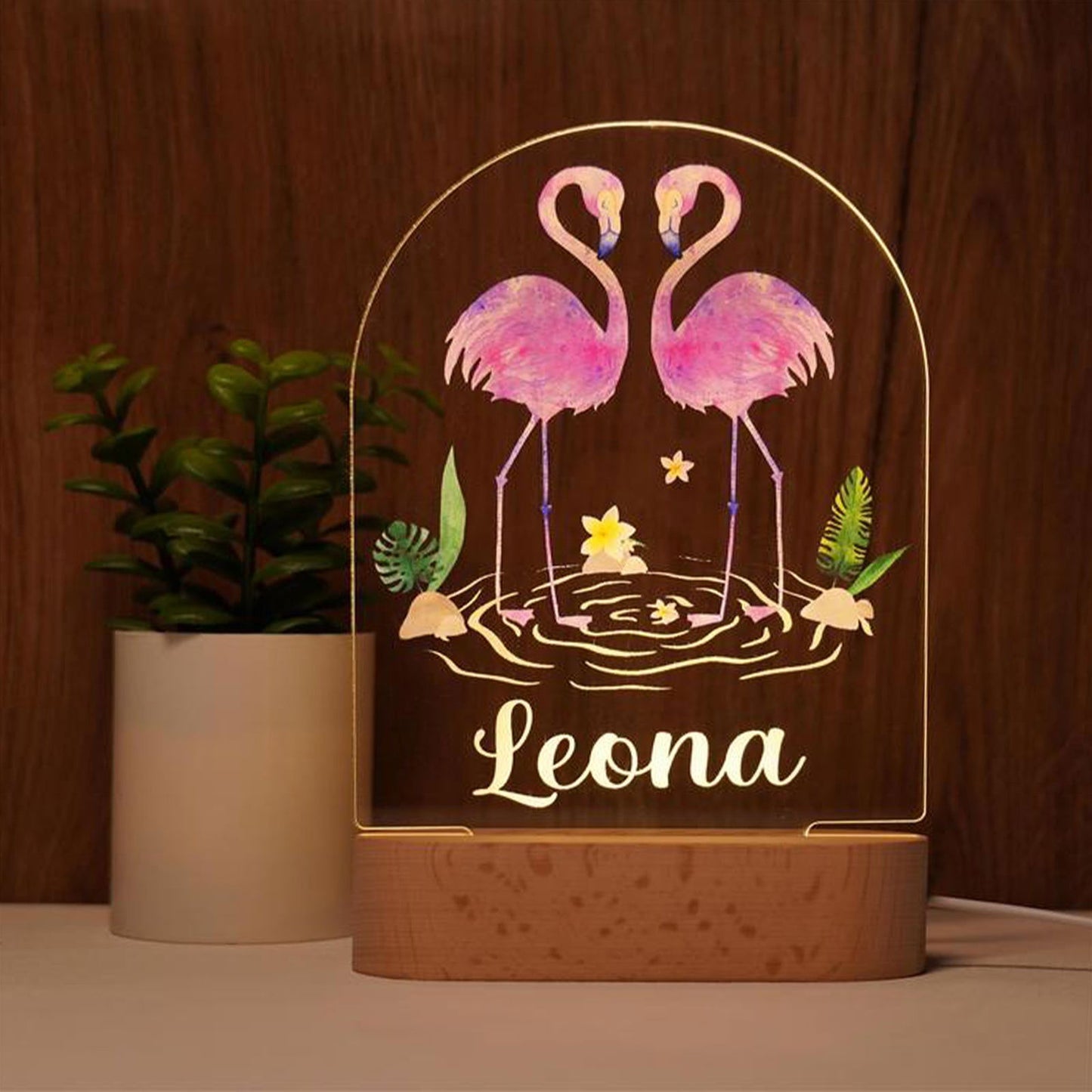 Lampe Personnalisée Bébé - Flamant Rose - lit-de-bebe