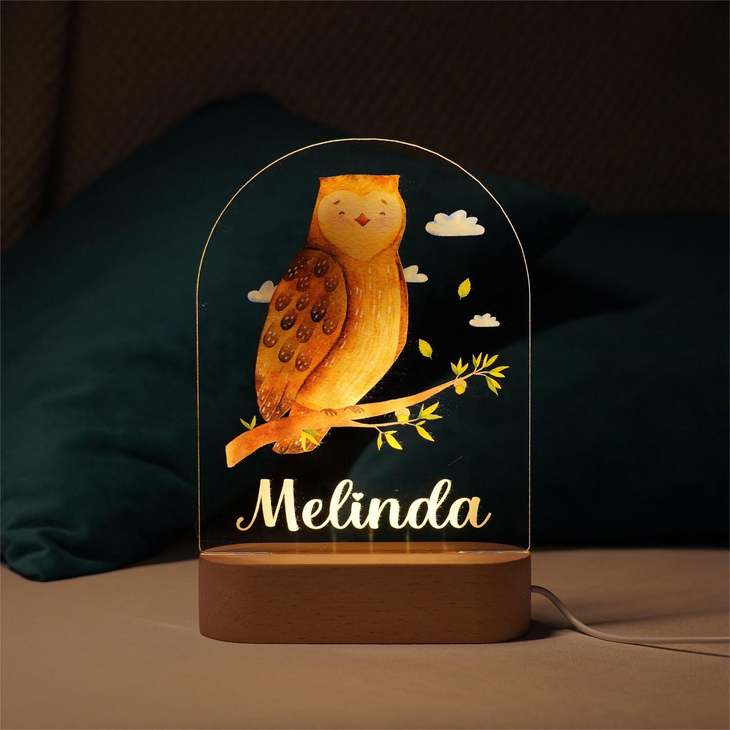 Lampe Personnalisée Bébé - Hiboux - lit-de-bebe