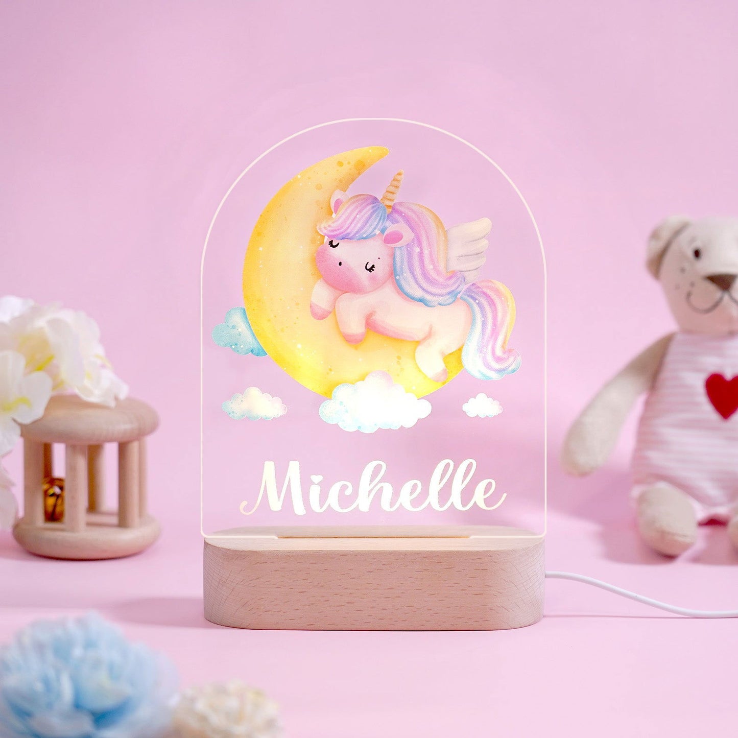 Lampe Personnalisée Bébé - Licorne - lit-de-bebe