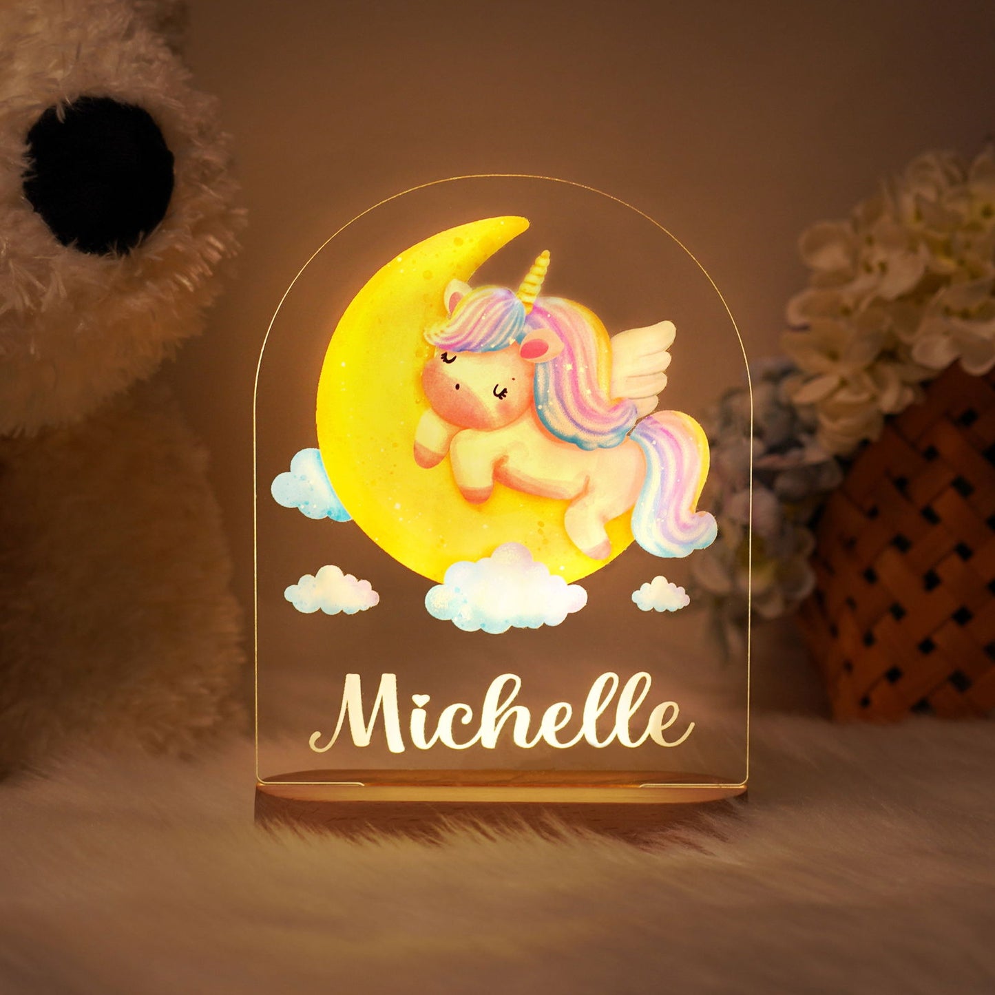 Lampe Personnalisée Bébé - Licorne - lit-de-bebe