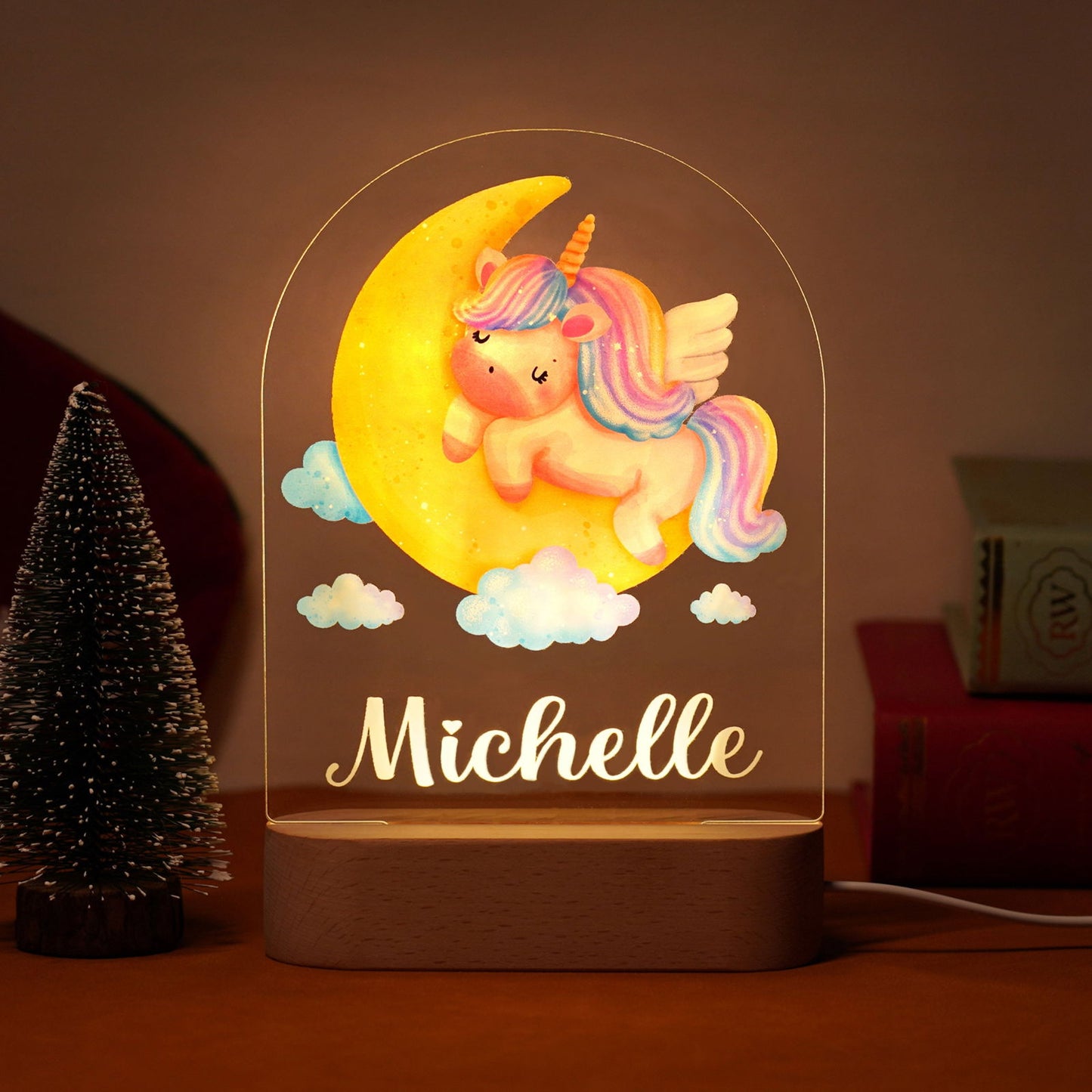 Lampe Personnalisée Bébé - Licorne - lit-de-bebe