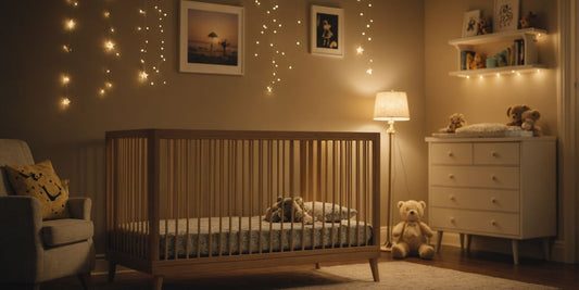 Veilleuse brillant doucement dans la chambre d'un bébé la nuit