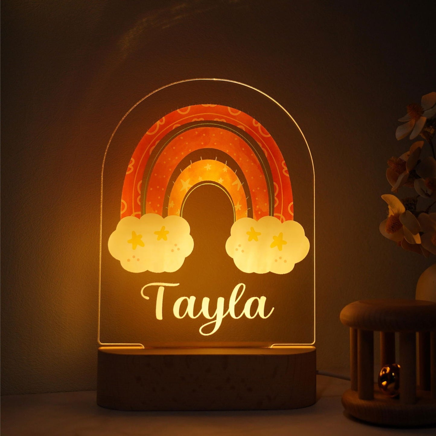 Lampe Personnalisée Bébé - Arc en Ciel - lit-de-bebe