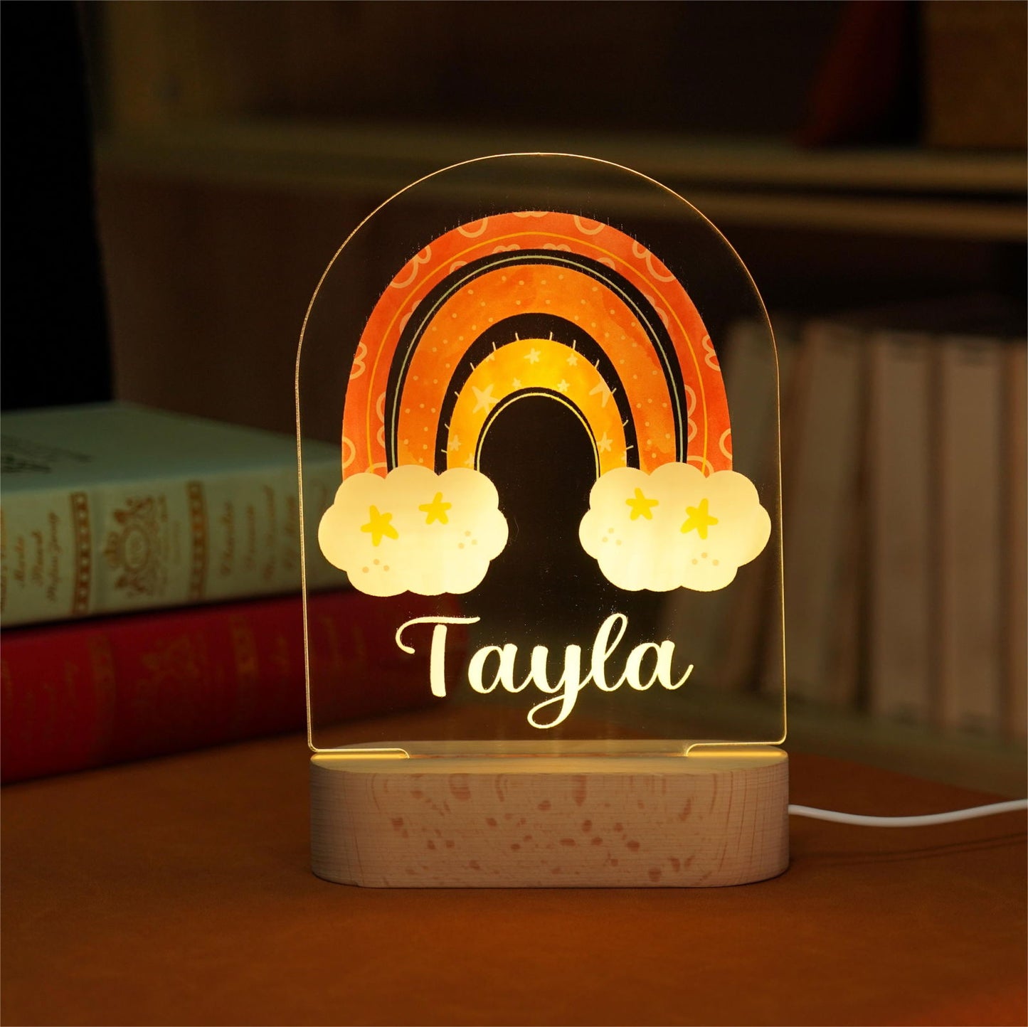 Lampe Personnalisée Bébé - Arc en Ciel - lit-de-bebe