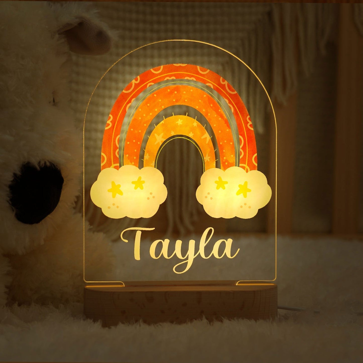 Lampe Personnalisée Bébé - Arc en Ciel - lit-de-bebe