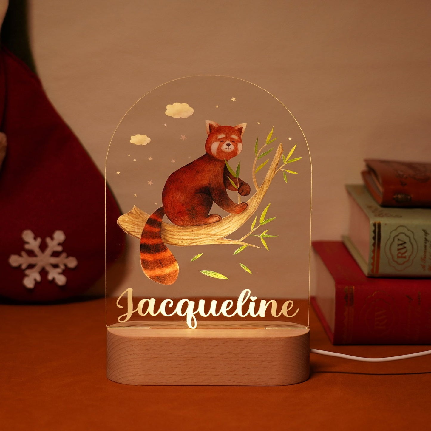 Lampe Personnalisée Bébé - Panda Roux - lit-de-bebe