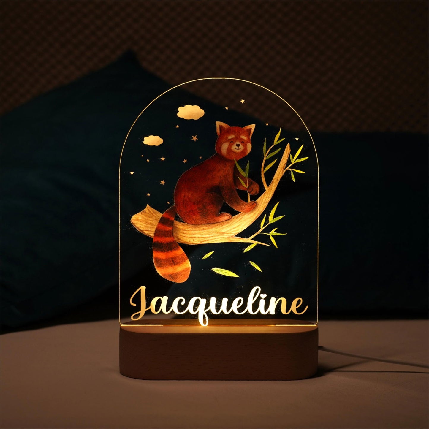 Lampe Personnalisée Bébé - Panda Roux - lit-de-bebe