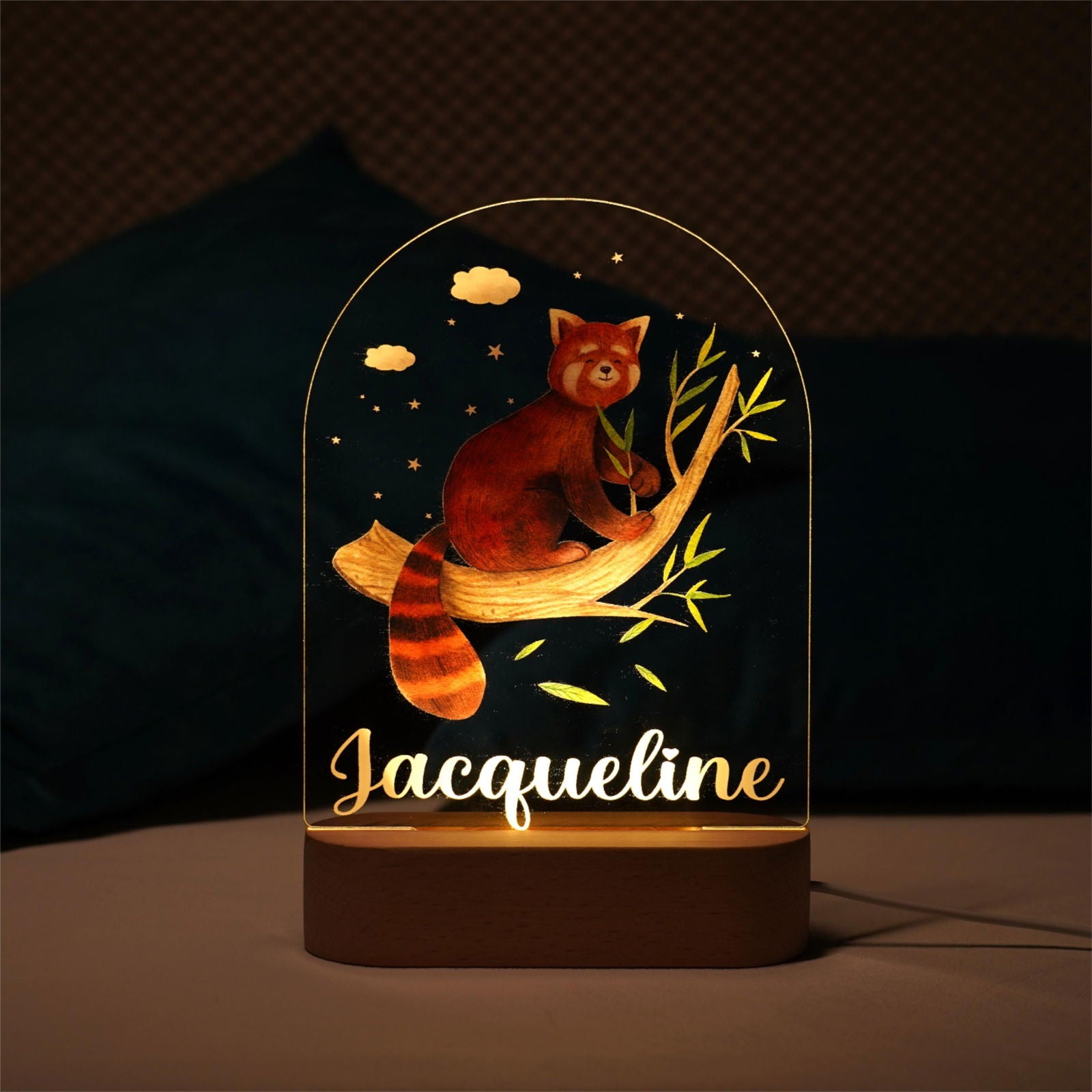Lampe Personnalisée Bébé - Panda Roux - lit-de-bebe