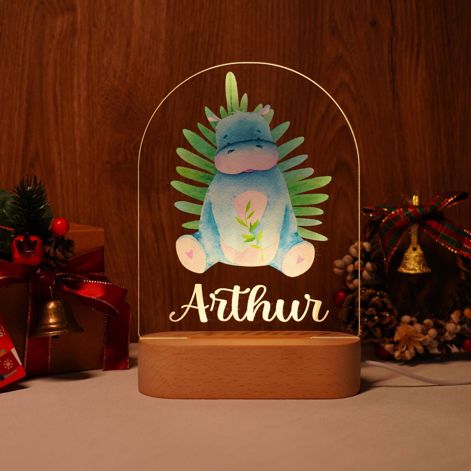 Lampe Personnalisée Bébé - Hippopotame