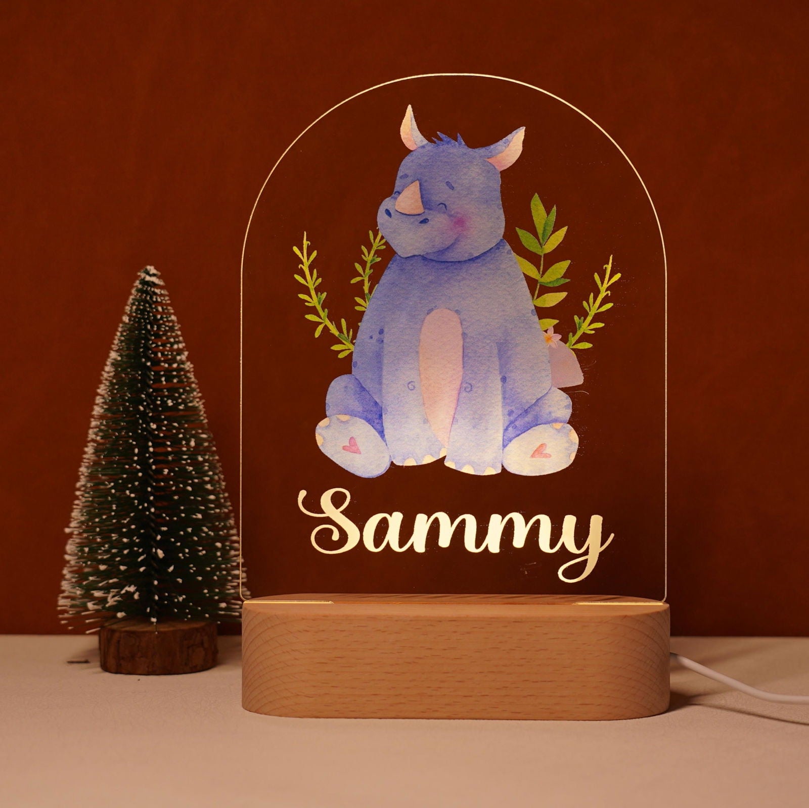 Lampe Personnalisée Bébé - Rhinocéros
