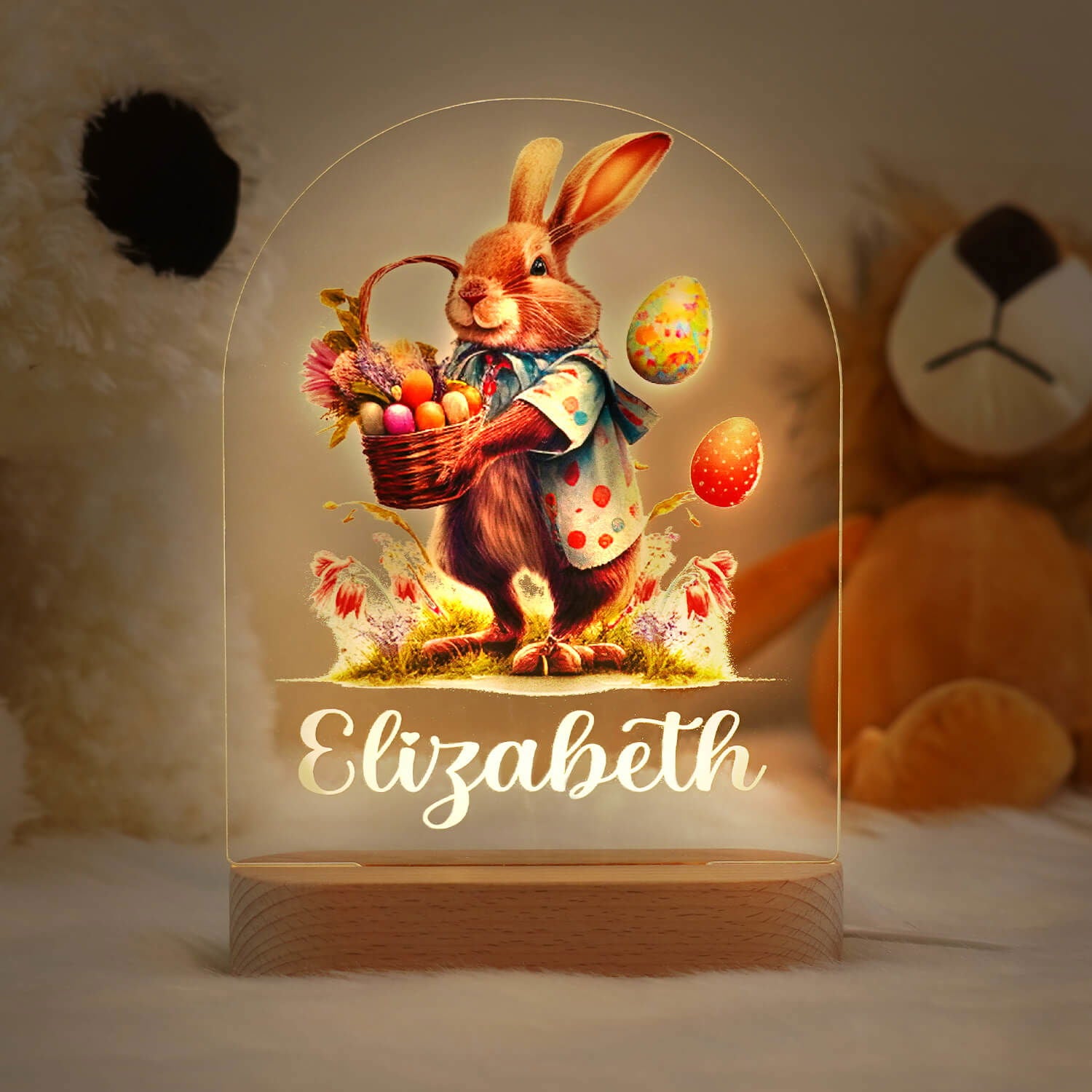 Lampe Personnalisée Prénom bébé Lapin de Pâques