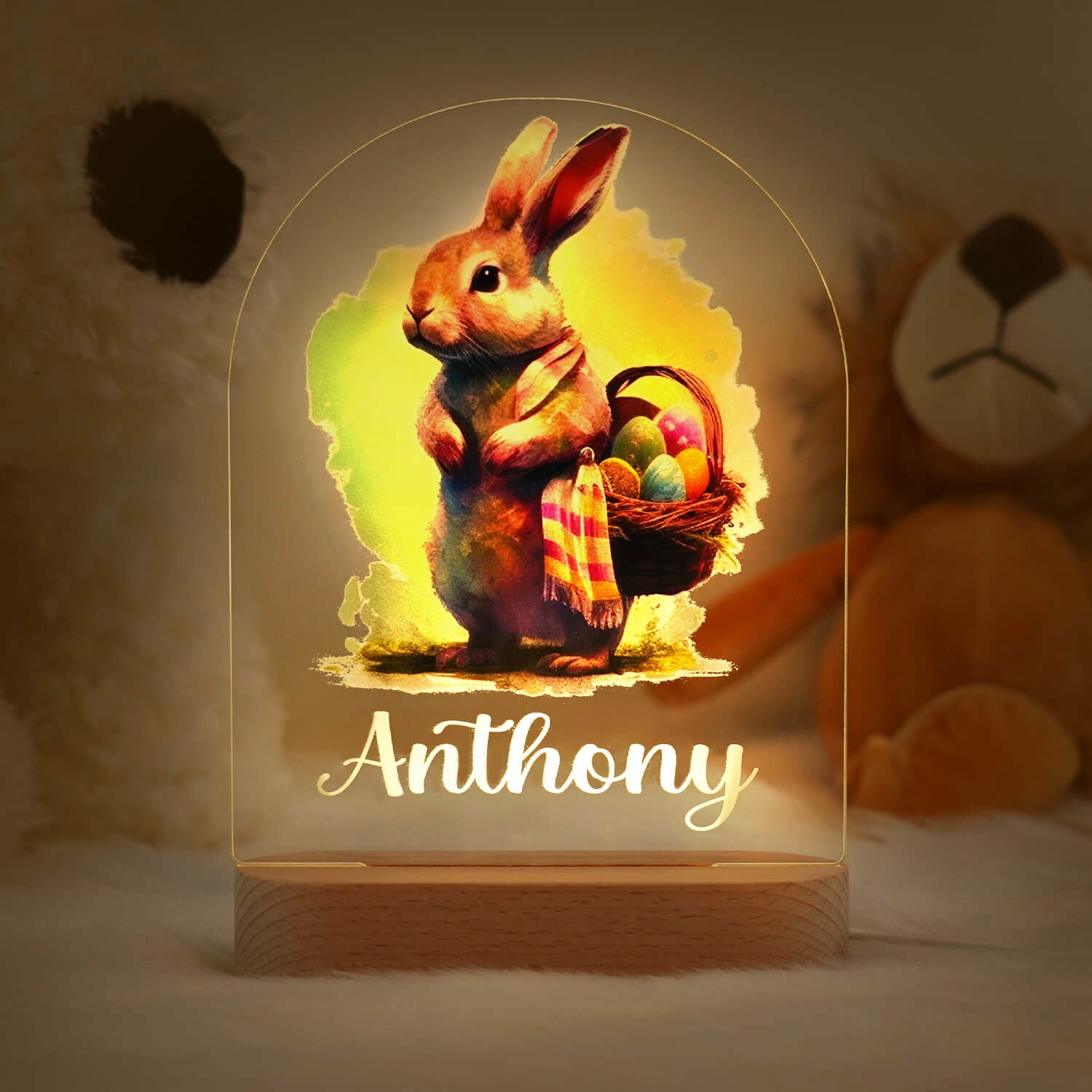 Lampe Personnalisée Prénom bébé Lapin de Pâques – Image 2