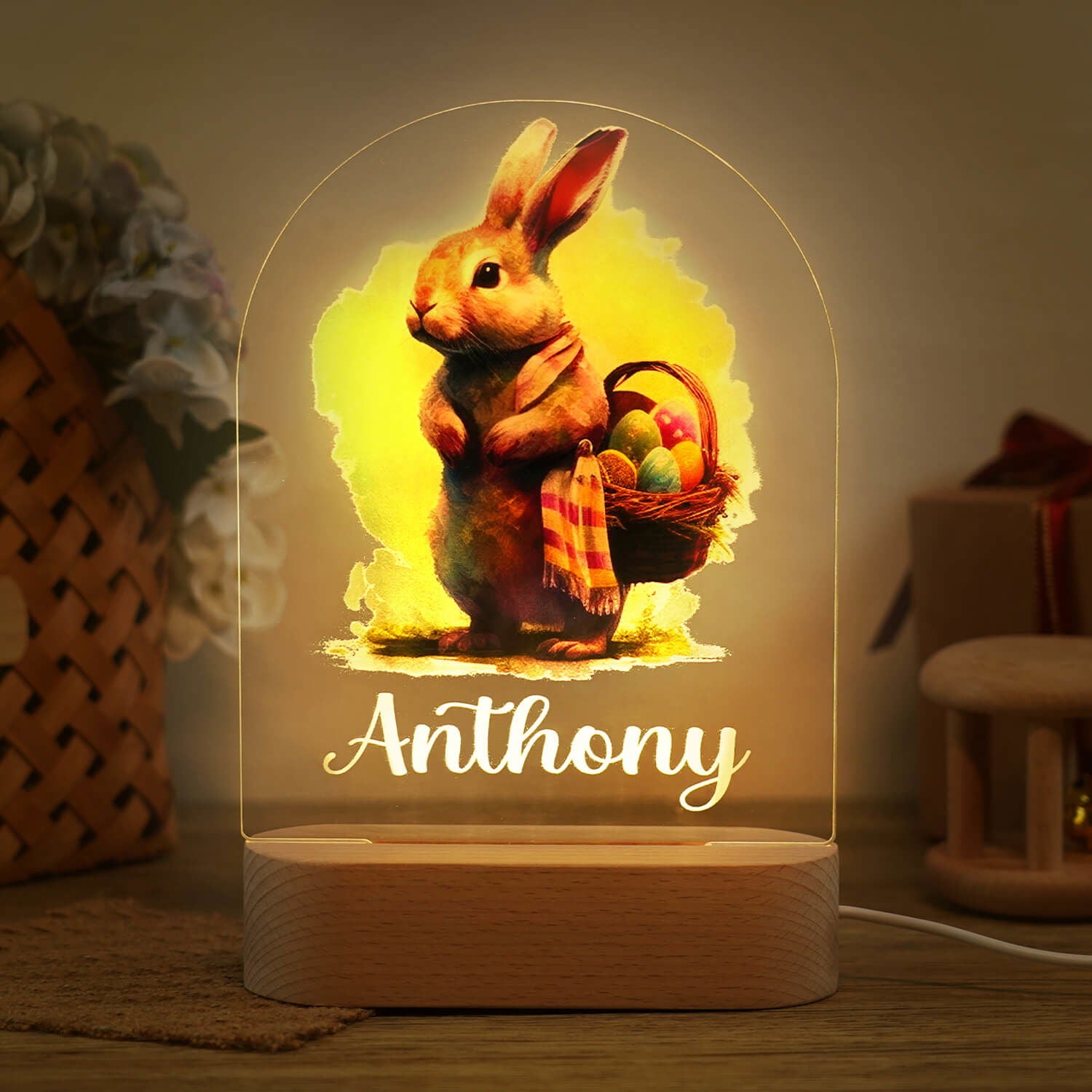 Lampe Personnalisée Prénom bébé Lapin de Pâques – Image 3