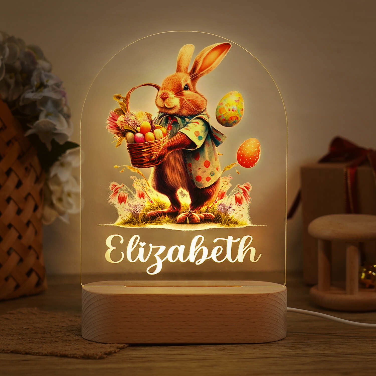 Lampe Personnalisée Prénom bébé Lapin de Pâques – Image 4