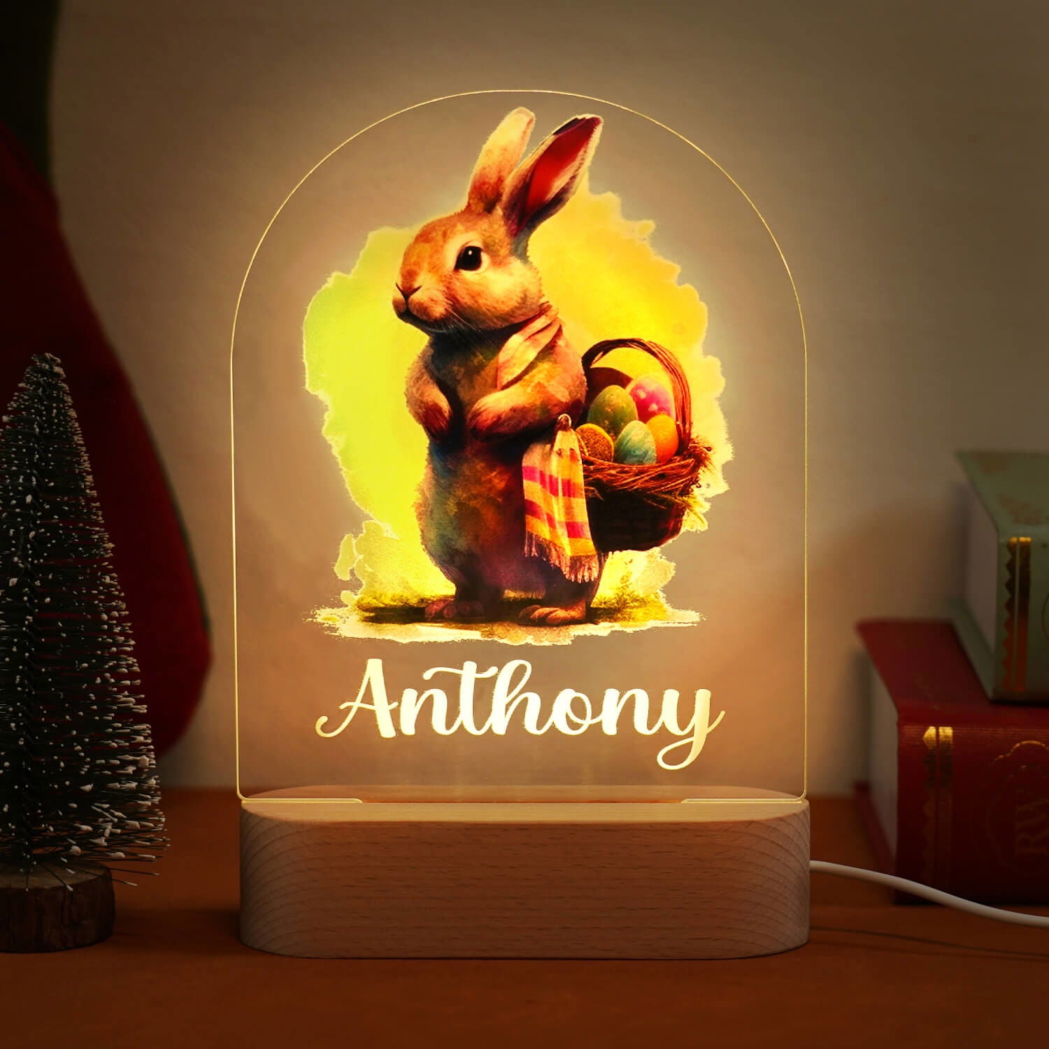 Lampe Personnalisée Prénom bébé Lapin de Pâques – Image 5