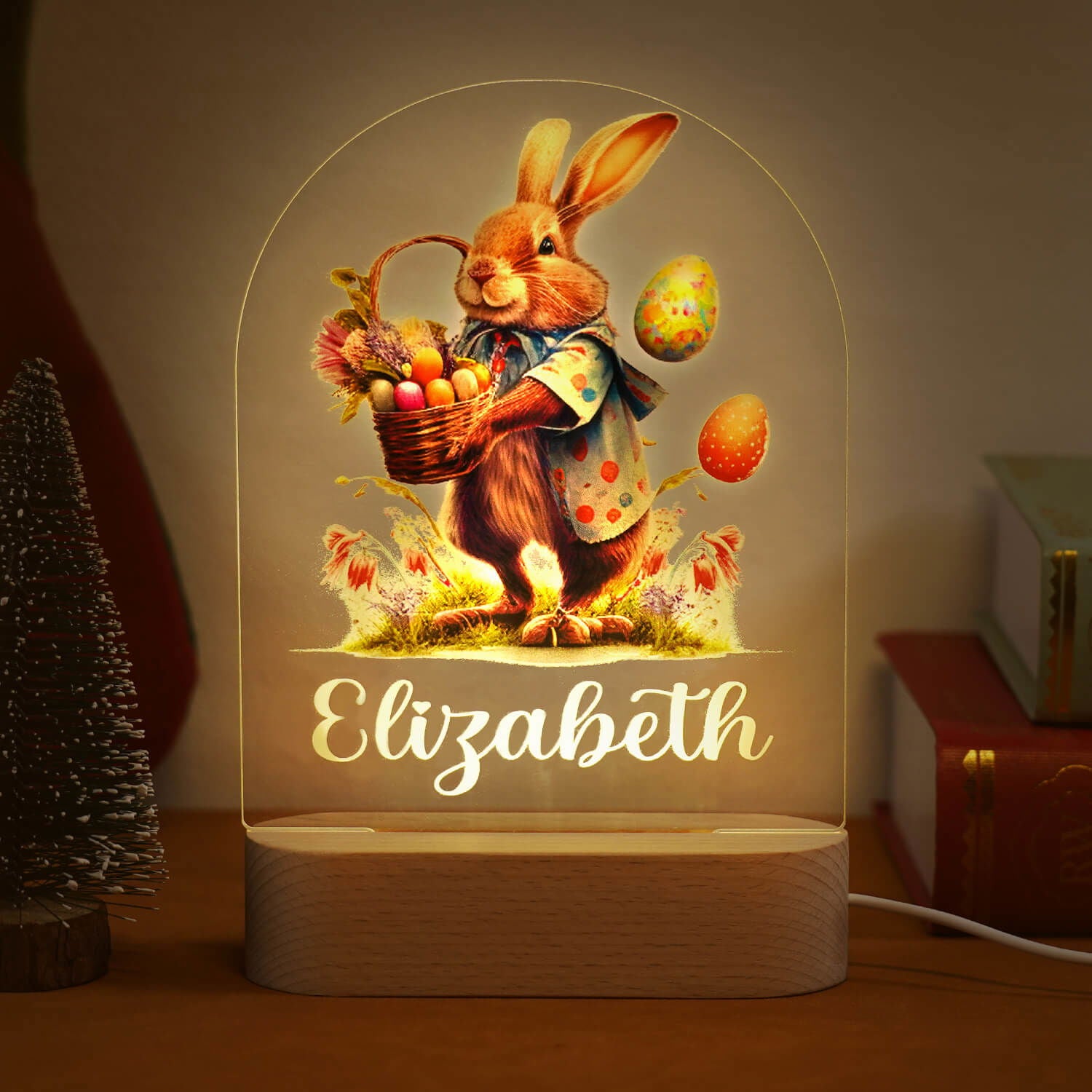 Lampe Personnalisée Prénom bébé Lapin de Pâques – Image 6